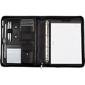Organisateur TRENTO Alassio, format A4, nylon, avec bloc d'écriture A4, noir