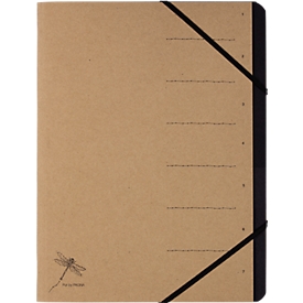 Organiser file Pur by PAGNA, A4, 7 compartments, numeric print on cover, 2 viewing holes, recycled card