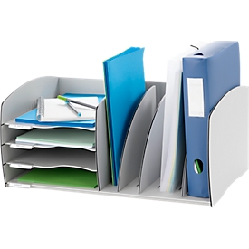 Organiseur de bureau Paperflow, 4 compartiments, éléments de séparation réglables, gris