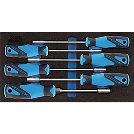 Organiseur pour outils Gedore 1500 CT1-2133, 1/3 de module, avec jeu de clés à douille, 6 pièces, L 157,5 x P 310 x H 35 mm, mousse, noir/bleu