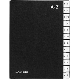 Organizador de escritorio PAGNA, para DIN A4, alfabético, 24 compartimentos, cartón manila negro
