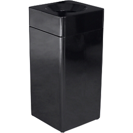Orgavente waste collector, steel, volume 40 l, rectangular, W 350 x D 350 x H 790 mm, self-extinguishing bucket, black