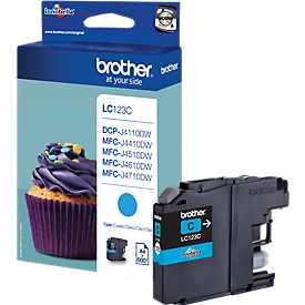 Original Brother ink cartridge LC-123C, single pack, cyan