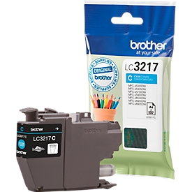 Original Brother ink cartridge LC-3217C, single pack, cyan