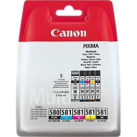 Original Canon Tintenpatronen PGI-580/CLI-581 CMYK, Mixpack, cyan, magenta, gelb, schwarz