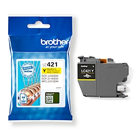 Originele Brother inktcartridge LC-421Y, één verpakking, geel