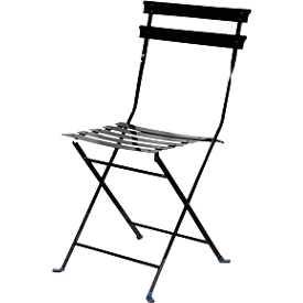 Outdoor klapstoel meet® van Paperflow EDEN, zonder armleuningen, UV-behandeld, B 380 x D 335 x H 440 mm, gegalvaniseerd staal, zwart-zwart, 2 stuks