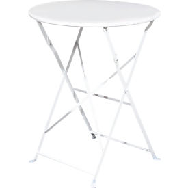 Outdoor klaptafel meet® van Paperflow EDEN, rond, Ø 600 x H 730 mm, gegalvaniseerd staal, wit-wit