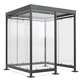 Outdoor shelter system WSM Köln K2 c/b, W 2165 x D 2165 x H 2510 mm, assembly kit, anthracite grey RAL 7016