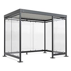 Outdoor shelter system WSM Köln K3 c/b, W 3180 x D 2165 x H 2510 mm, assembly kit, anthracite grey RAL 7016