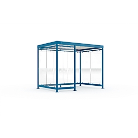 Outdoor shelter system WSM Köln K3 c/b, W 3180 x D 2165 x H 2510 mm, assembly kit, grey white RAL 9002
