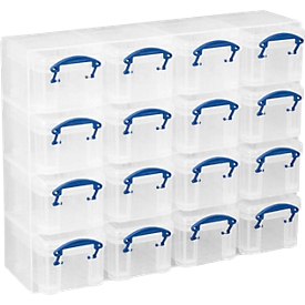 Pack d'organisation Really Useful Boxes, Boîtes 16 x 0,14 litres, transparent, en PP