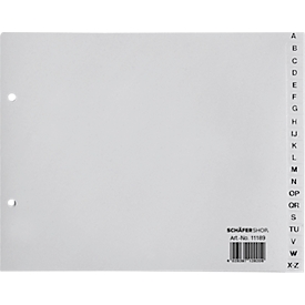 Pack éco. intercalaires pour classeurs SCHÄFER SHOP, lettres A à Z, demi A4 paysage, jeu de 12 p., gris