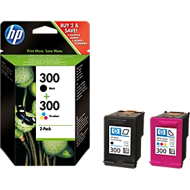 Pack économique 2 x cartouches d'imprimante n° 300 HP, noir, couleur (CN637EE)