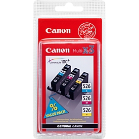 Pack économique 3 cartouches d'imprimante CLI-526 Canon, cyan/magenta/jaune