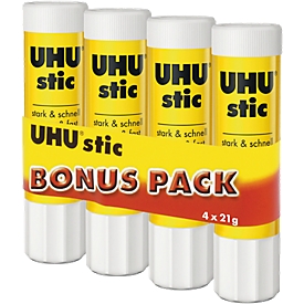 Pack économique bâton de colle UHU, 4 unités, sans dissolvant, forte adhérence, recyclable