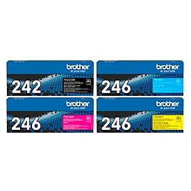 Pack économique cassette de toner TN-242/246 Brother, lot CMJN, noir, cyan, magenta, jaune