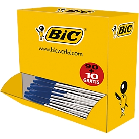 Pack économique stylos-billes BP Cristal bleu BIC 90 + 10 GRATUITS
