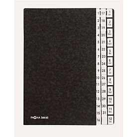 PAGNA desk organiser, for DIN A4, calendrical, 44 tab dividers, manila cardboard