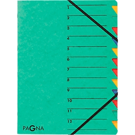 PAGNA documentenmap Easy, A4, elastieksluiting, 12-delig, groen