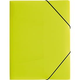 Pagna folder with 3 flaps and elastic band, A4 format, in PP, lime green