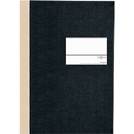 PAGNA Geschäftsbuch Classica, A5, 96 karierte Blatt, Papiereinband mit Leinenstruktur, Geweberücken, Beschriftungsetikett, schwarz
