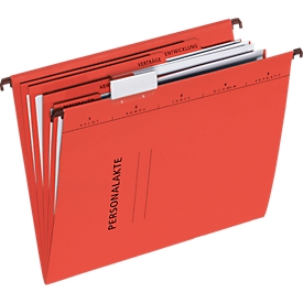 PAGNA hangmap, personeelsdocumenten, 4 vakken met hechtmechanisme A4, karton, rood