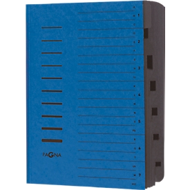PAGNA Ordnungsmappe, für DIN A4, 7 Fächer, Pressspan, einzeln, blau