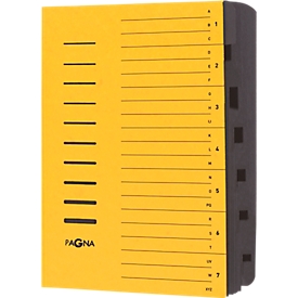 PAGNA Ordnungsmappe, für DIN A4, 7 Fächer, Pressspan, einzeln, gelb