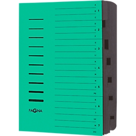 PAGNA Ordnungsmappe, für DIN A4, 7 Fächer, Pressspan, einzeln, grün