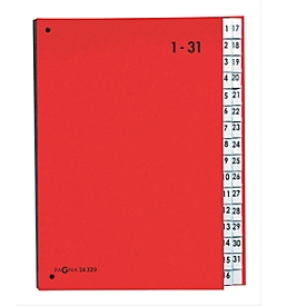 PAGNA Pultordner Color 1 - 31, auch für Überformate, numerisch, Polypropylen, rot