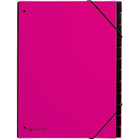 PAGNA sorteermap Trend, voor A4, karton, 12 waaiers, donkerroze