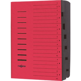 PAGNA sorteermap, voor A4, 7 waaiers, pressboard, per stuk, rood