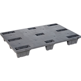 Palette plastique gerbable et réutilisable KIGAnesto®, 8 kg, plateau fermé, jusqu'à 3500 kg, gerbable, 100% matière recyclée, sans rebord, anthracite