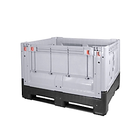 Pallet box Big Box 670 l, W 1200 x D 1000 x H 800 mm, closed, foldable, silver-grey, 3 runners