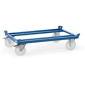 Pallet chassis, steel, up to 1050 kg, blue, polyamide castors, with fastener