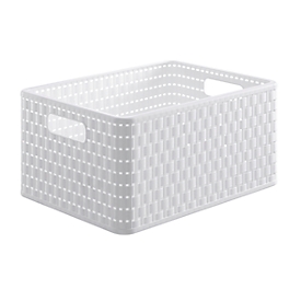 Panier de rangement Rotho COUNTRY, volume 18 l, format A4, empilable, sans couvercle, L 368 x l 278 x H 191 mm, PP, blanc