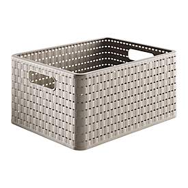 Panier de rangement Rotho COUNTRY, volume 18 l, format A4, sans couvercle, empilable, L 368 x l 278 x H 191 mm, PP, cappuccino