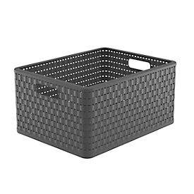 Panier de rangement Rotho COUNTRY, volume 28 l, format A4+, empilable, sans couvercle, L 430 x l 330 x H 215 mm, PP, anthracite