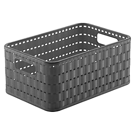 Panier de rangement Rotho COUNTRY, volume 4 l, format A6+, empilable, sans couvercle, L 237 x l 158 x H 108 mm, PP, anthracite