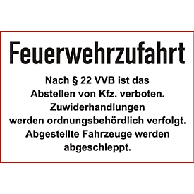 Panneau d'interdiction de stationner « Feuerwehrzufahrt » (« Accès réservé aux pompiers ») (alu Dibond)