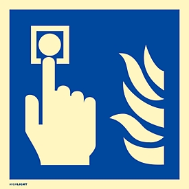 Panneau de protection incendie moedel "Hausalarm (Brandmelder-Flamme)", plastique, photoluminescent, L 200 x H 200 mm