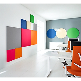 Panneau mural acoustique carré, l. 1000 x H 1000 mm, en filaments de polyester aspect feutre, vert jaune RAL 6018