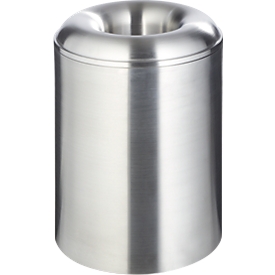 Papelera, redonda, autoextinguible, volumen 20 l, con tapa de extinción, estanca, Ø 300 x H 342 mm, aluminio