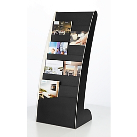 Paperflow COURBO brochure display stand, plastic, DIN A3 plus, 8 compartments, black-white design