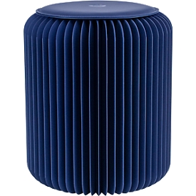 Paperflow faltbarer Sitzhocker, Wabenkarton, Sitzkissen aus Kunstleder, Ø 300 mm x H 420 mm, bis 300 kg, blau