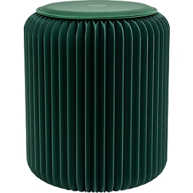 Paperflow faltbarer Sitzhocker, Wabenkarton, Sitzkissen aus Kunstleder, Ø 300 mm x H 420 mm, bis 300 kg, grün