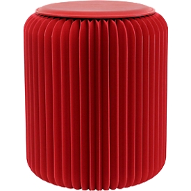 Paperflow faltbarer Sitzhocker, Wabenkarton, Sitzkissen aus Kunstleder, Ø 300 mm x H 420 mm, bis 300 kg, rot