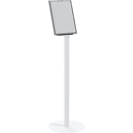 Paperflow information stand, A4, portrait & landscape format, recessed grip, disinfectant-resistant, steel/polystyrene, white