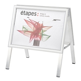 Paperflow klantenstopper, A3, frame met 4 poten, vouwtechnologie, UV-stabiele antireflecterende folie, B 450 x D 350 x H 470 mm, aluminium